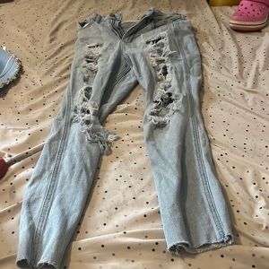 Hollister ultra high rise mom Jean ripped!